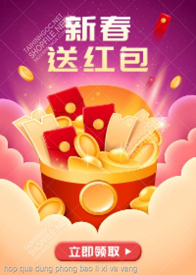 hop qua dung phong bao li xi va vang